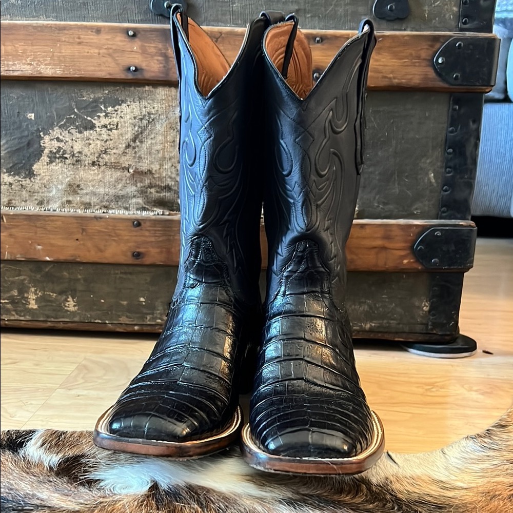 Black Leather Cowboy Boots